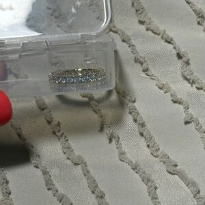 Elegant Silver Plated Band with Clear Cubic Zirconia Stones